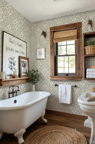 Heroad Vintage Damask Floral Peel and Stick Wallpaper Neutral Contact Paper - Image 4