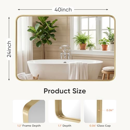 NEWBULIG Bathroom Wall Mirror, Vanity Mirror, 24x40 Inch - Image 2