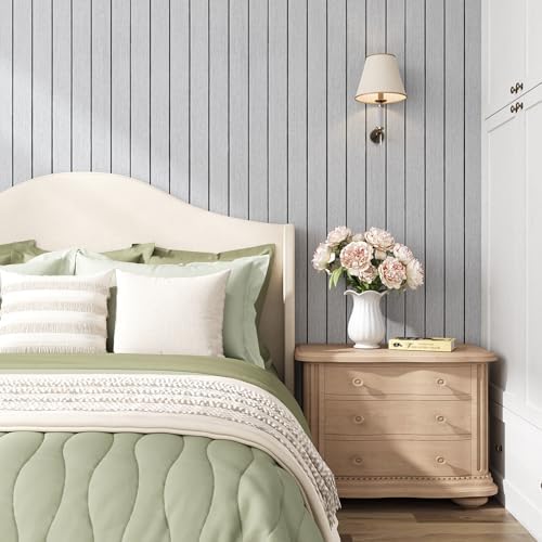 VEELIKE Light Grey Wood Wall Panels Peel and Stick Wood Slat Wall Panel - Image 2