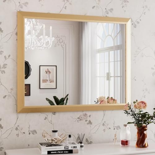 Amorho Bathroom Mirror for Wall, 40 X32 Inch Metal Framed by Amorho