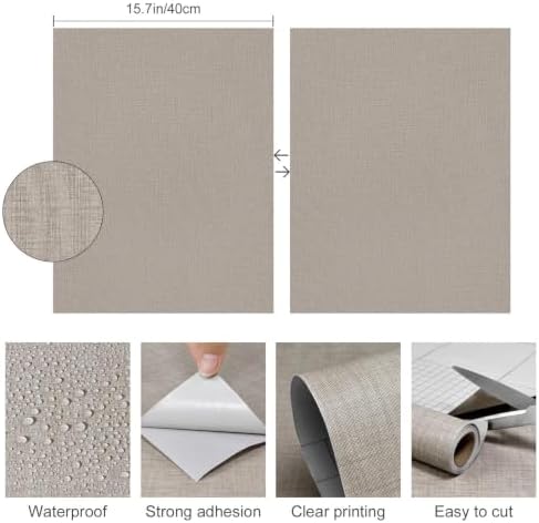 Yun-aeon Khaki Grasscloth Peel and Stick Wallpaper Texture Contact Paper - Image 5