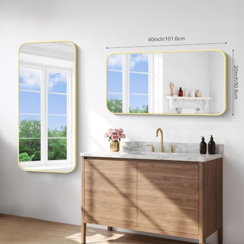 BONEWEI Gold Bathroom Mirror, 20x40 inch Wall Mirror - Image 7