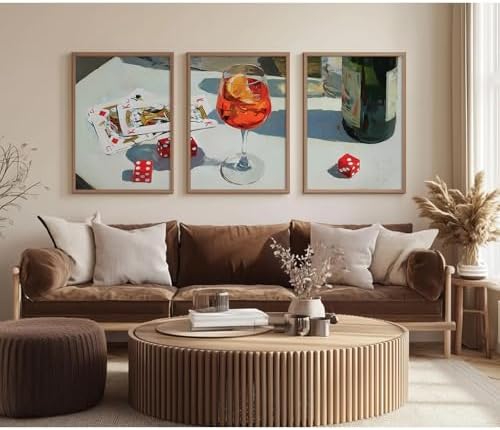 Trendy Bar Cart Wall Art Retro Dice Poker Canvas Wall Decor Preppy Aesthetic - Image 6
