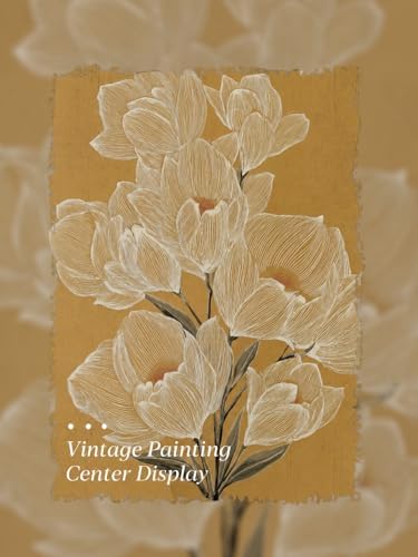 Gold Framed Wall Art, Vintage White Magnolia Flowers Line Canvas Prints - Image 7