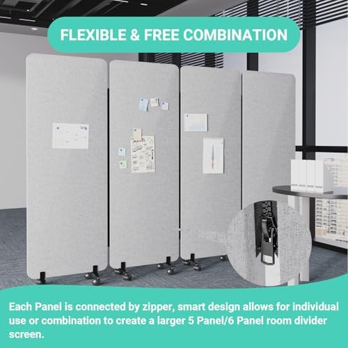 4 Panel Soundproof Room Divider, Portable Acoustic Office Divider - Image 5