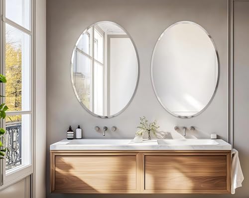 Frameless Oval Wall Mirror: Modern Glass Mirror 31.5x23.6 inch - Image 6