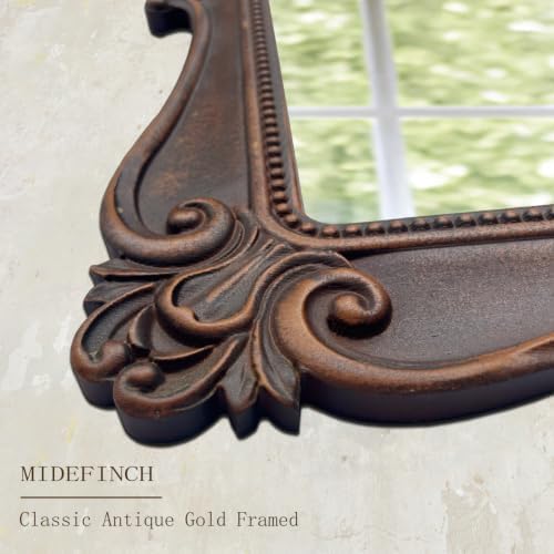 Antique Brown Wall Mirror, Vintage European Ornate Carved Frame - Image 3