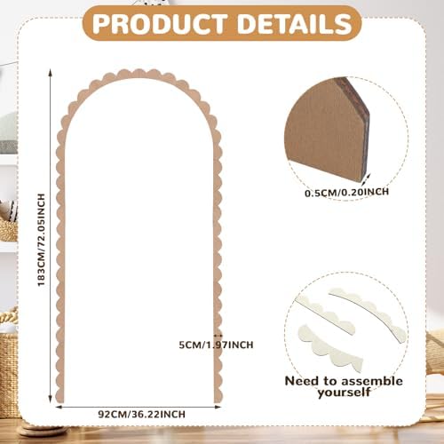 Novabright Unfinished Wood Arch Trim, 72 x 36 Inch - Image 3