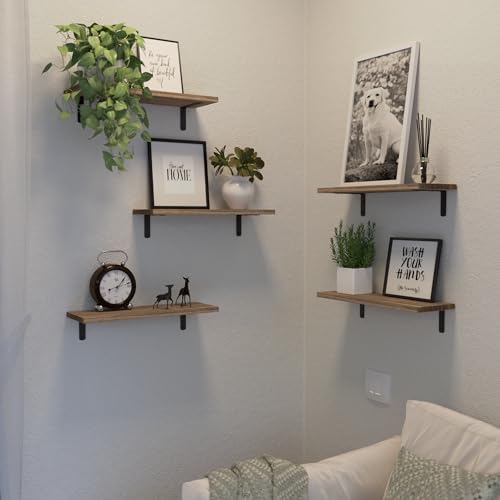 DOLLFIO Floating Wall Shelves, Decor & Storage, Rustic Brown - Image 7