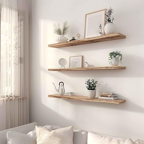 YYWUOJJ Wood Floating Shelves for Wall, Rustic Wall Shelves for Bedroom - Image 2
