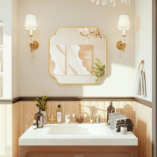 Kelly Miller 28"x28" Gold Foil Scalloped Decorative Wall Mirror - Image 5