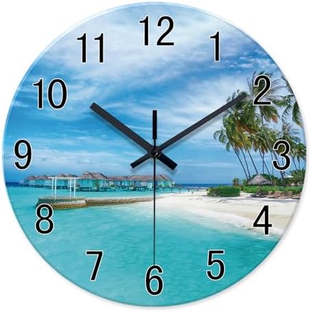 XFM Beach Wall Clock Battery Operated 14 Inch Coastal Nautical by XFMWallClock