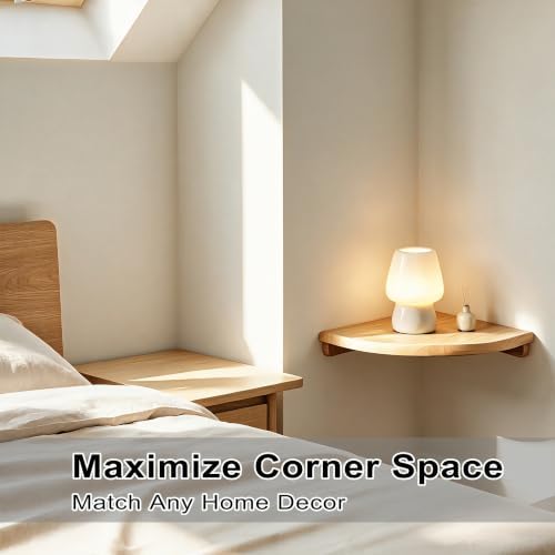 8.7" Floating Corner Shelf, Solid Wood Wall Mount - Image 5