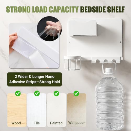 Floating Bedside Wall Shelf, Metal Bedside Wall Organizer - Image 3