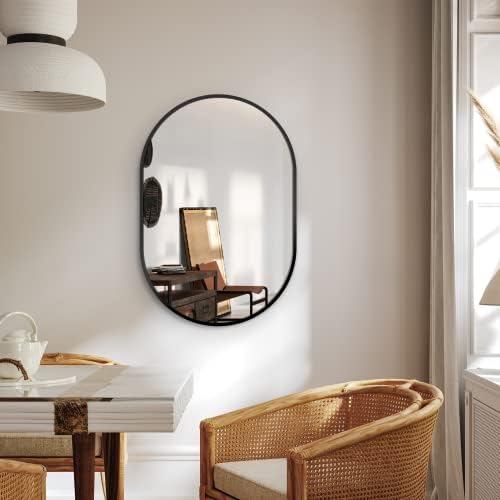 Delma 30x20 Black Oval Bathroom Mirror - Image 4