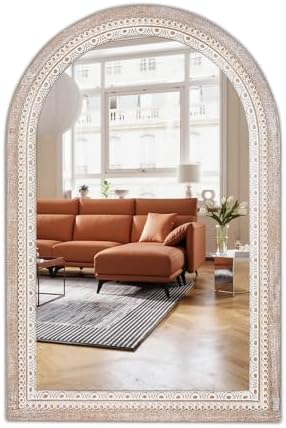 36x24 Inch Arched Wall Mirror, Rustic Farmhouse Wood Mirrors by ReflintoWallDecor