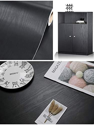 tiltil Black Wood Peel and Stick Wallpaper Wood Contact Paper 17.7" × 197" - Image 2