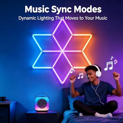 RGB Hexagon Lights with App & Remote Control, Snowflake LED Honeycomb Lights - Image 3
