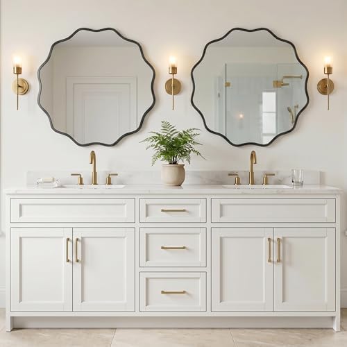 PERFNIQUE Black Scalloped Mirror, Decorative Modern Wall Decor - Image 4