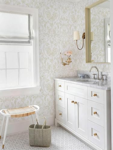 Peel and Stick Wallpaper for Bedroom Beige and White Damask Waterproof - Image 6