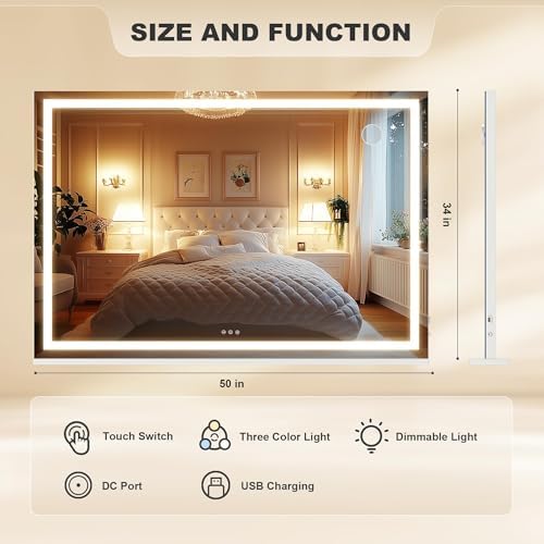 Hasipu Vanity Mirror with Lights, Lighted Makeup Mirror with Dimmable 3 Modes - Image 2