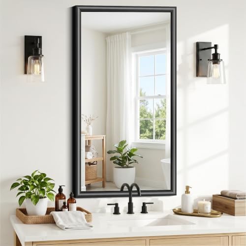 FORBATH Bathroom Mirror for Over Sink, 18x36 Inch Black Vanity Mirror by FORBATH