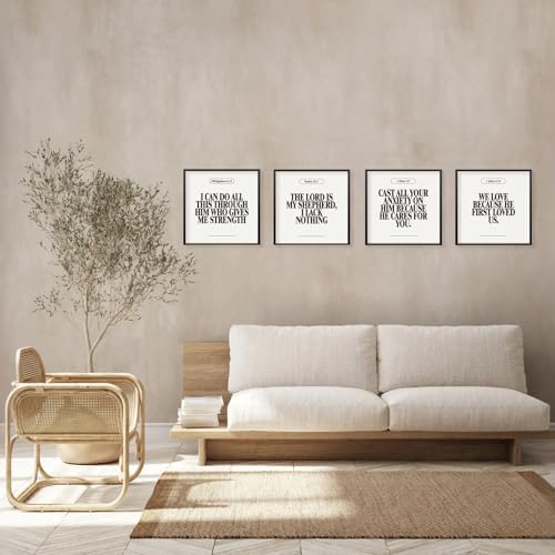 Locomiss Black and White Christian Modern Bible Verse Wall Art Decor 10x10 - Image 4