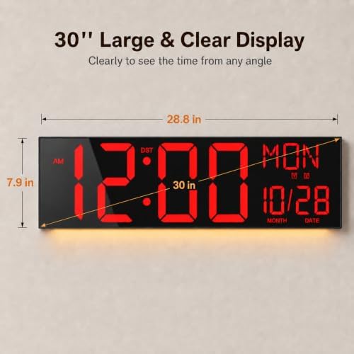 JALL 30" Extra Large Digital Wall Clock, Giant LED Display - Image 2