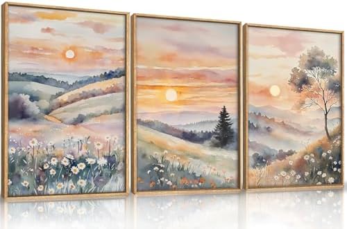 Large Boho Sunset Framed Canvas Wall Art Set -16"x24"x3 - Image 5