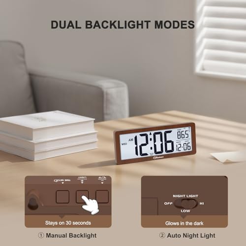 Soobest 8.5" Small Atomic Clock, Self-Setting Time & Date Battery Operated - Image 5