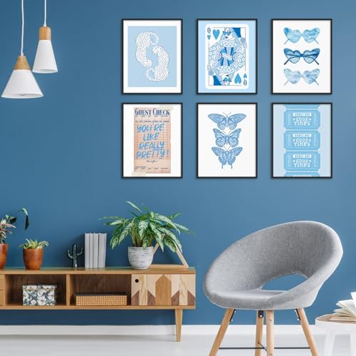 Habseligkeit Cute Blue Wall Art Prints, Butterfly Wall Decors - Image 2