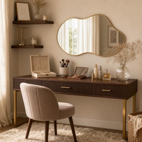 Irregular wall Mirror 26"x46" Gold Asymmetrical Mirror - Image 5