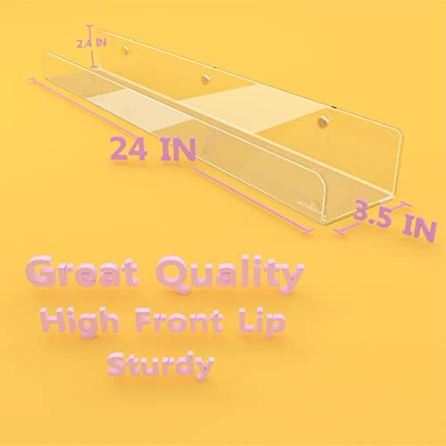 2 Packs 24 inches Clear Acrylic Shelves, Book Shelf - Image 3