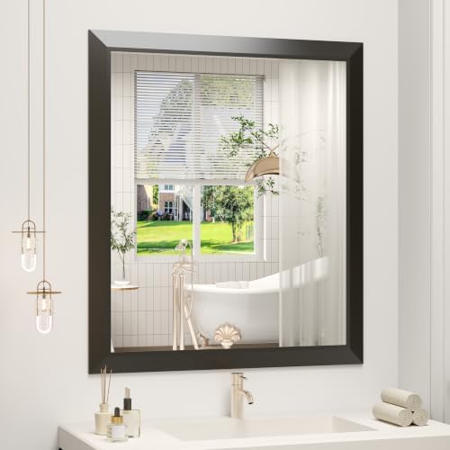 SMIROR 28x32 Matte Black Bathroom Vanity Mirror by SMIROR