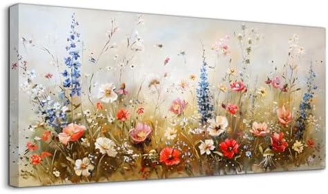 SERIMINO Large Floral Wall Decor, Flower Market Canvas Prints 29"X57" by SERIMINO