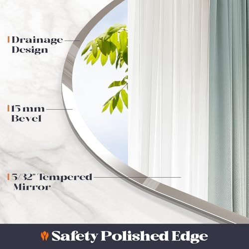 Frameless Bathroom Mirror, Arch Wall Mounted Bathroom Mirror - Image 3
