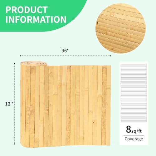 AMZDEPOT Natural Bamboo Wall Panel, 12 x 96 Inch - Image 6