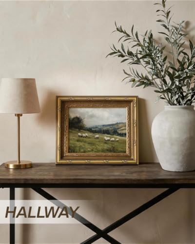 InSimSea Vintage Landscape Wall Art, Sheep Grazing Field Painting Prints - Image 5