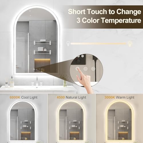24"x36" Arched LED Lighted Bathroom Mirror - Image 4