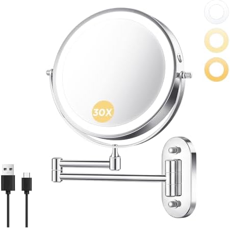 Wall Mounted Makeup Mirror, 8 Inch, Rechargeable 4000mAh by Unknown