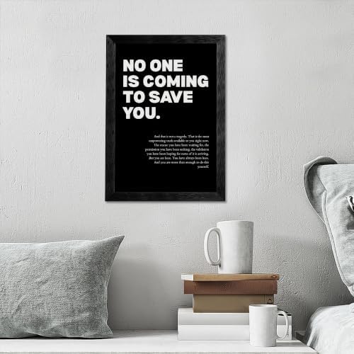 Black Framed No One Is Coming To Save You Motivational Canvas Wall Art - Image 4