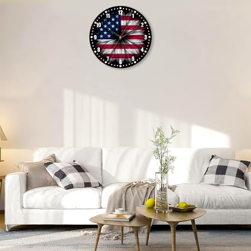 SPUNKER Wall Clock, American Flag Kitchen Wall Clock, Independence Day Clocks - Image 6