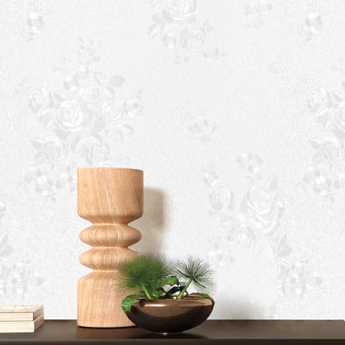 White Embossed Peel and Stick Wallpaper Textured Floral Contact Paper - Image 2