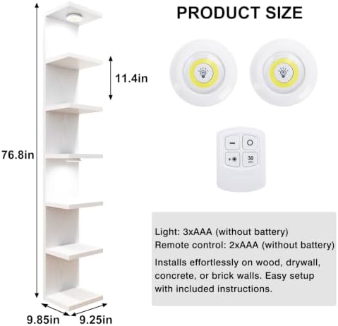 Fixwal 7 Tier Wall Shelf with LED Lights Lack Shelf - Image 3