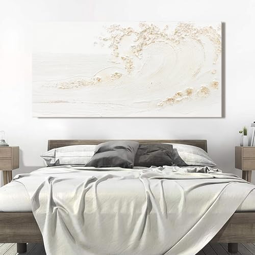 White Wall Art Decor Canvas Art Wall Decor Large Modern Wall Art Silent Waves - Image 5
