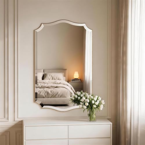 POZINO 40"x24" Premium Brushed Gold Scalloped Beveled Bathroom Mirror - Image 7