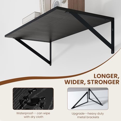 Heimlove 24W x 12D Deep Floating Shelves Set of 2 Black - Image 4