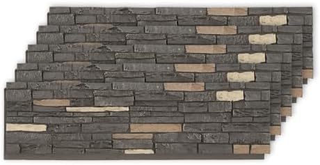 Faux Stone Wall Panels, 6 Pack PU Stone Veneer Panels, 44.9" L x 11.9" H x 1.5" by iPormis