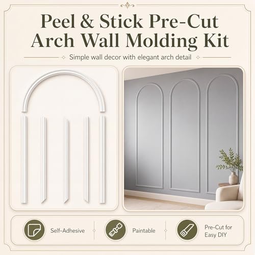Colingmill 3 Set 32 x 78 Inch Arch Wall Molding Kit Peel Stick Wall Panels - Image 3