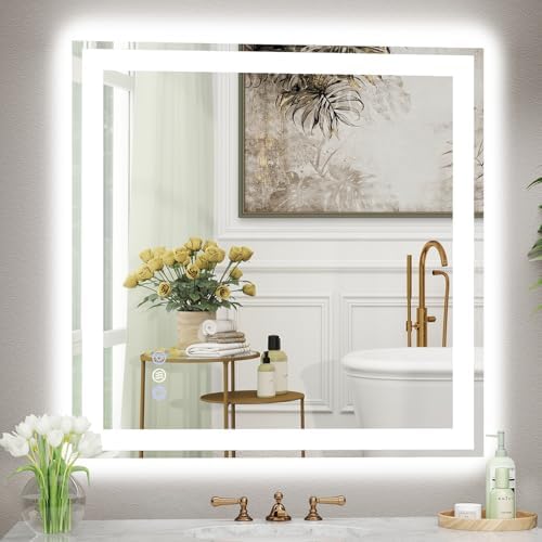 36x36 LED Bathroom Mirror, Separate Front and Back Lights by GreatMirrorTalksItself